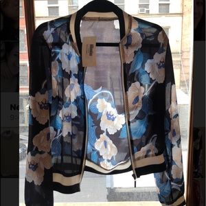 Silk Floral Blue Bomber jacket